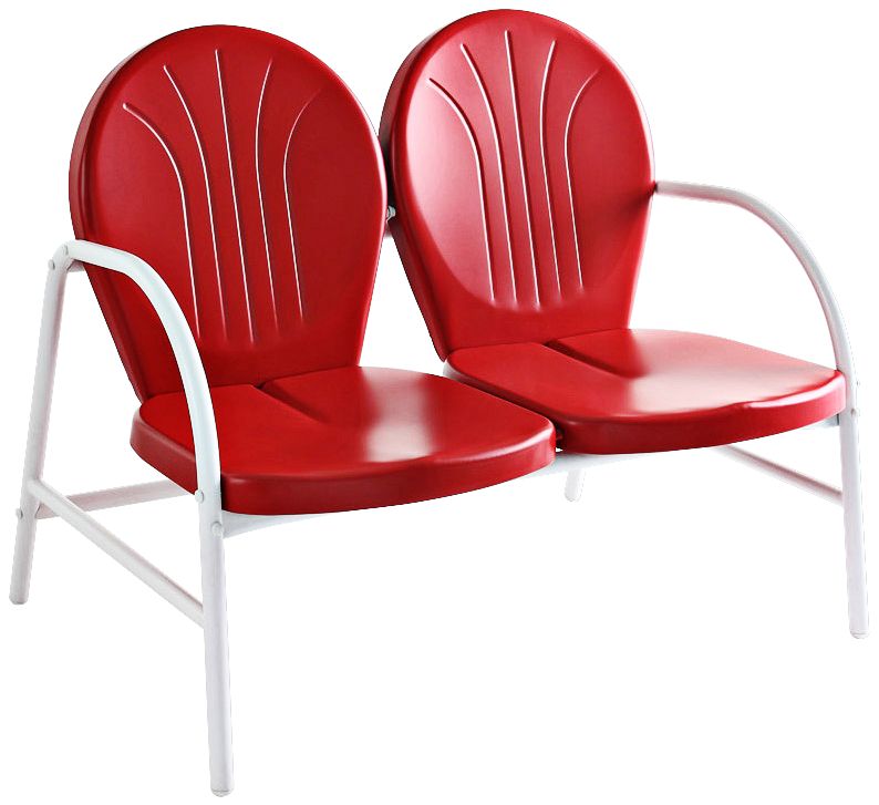 Griffith Nostalgic Bold Red Metal Outdoor Loveseat