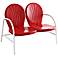 Griffith Nostalgic Bold Red Metal Outdoor Loveseat