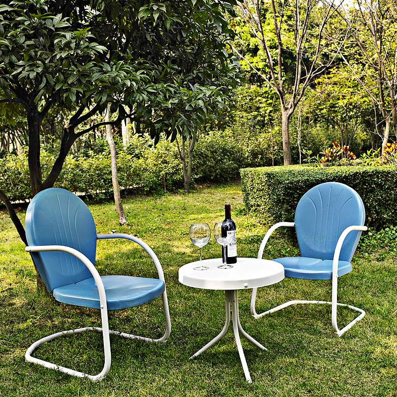 Image 1 Griffith Sky Blue 3-Piece Outdoor Seating Patio Set