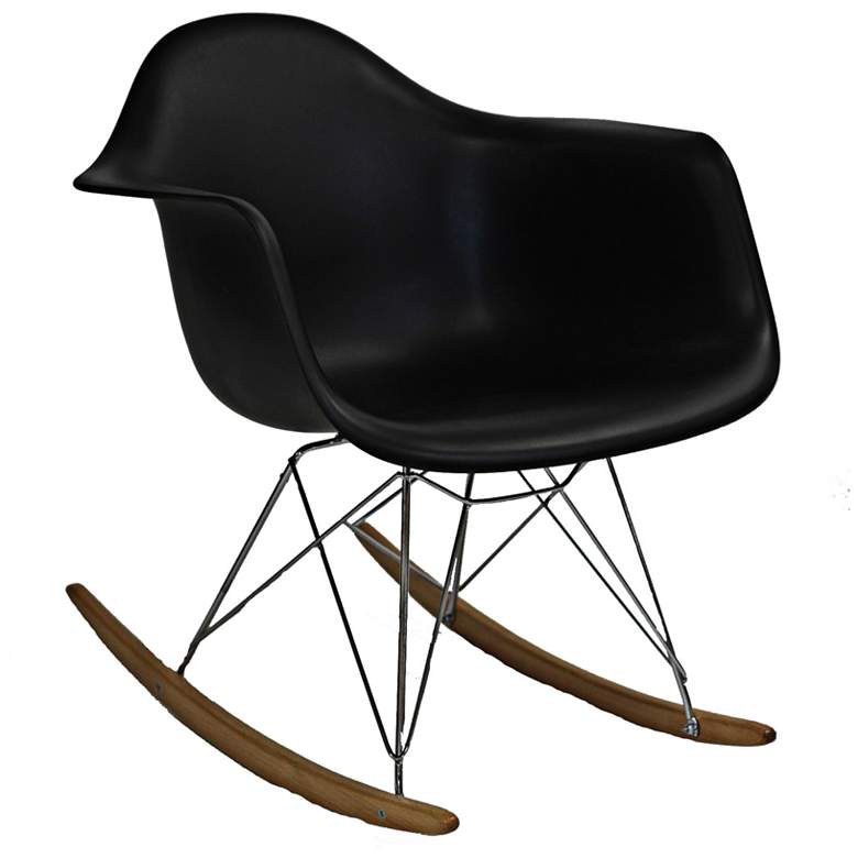 Image 2 Phinnaeus Mid-Century Modern Black Rocker Lounge Chair