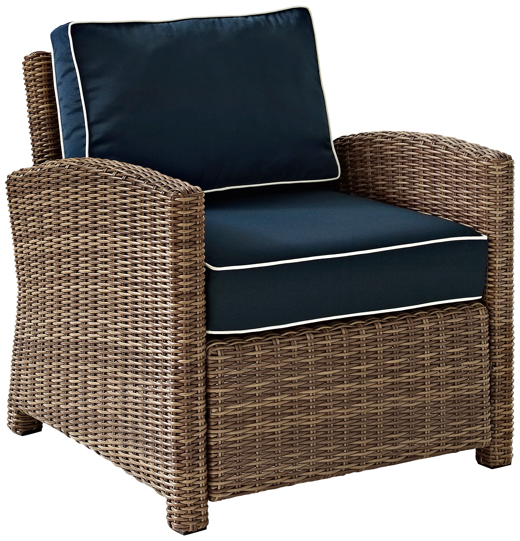 Bradenton Rattan Wicker Navy Cushion Outdoor Armchair 7k159 Lamps Plus