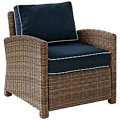 Bradenton Rattan Wicker Navy Cushion Outdoor Armchair