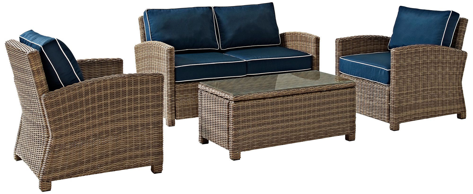 Bradenton 4-Piece Rattan Wicker Navy Outdoor Seating Set