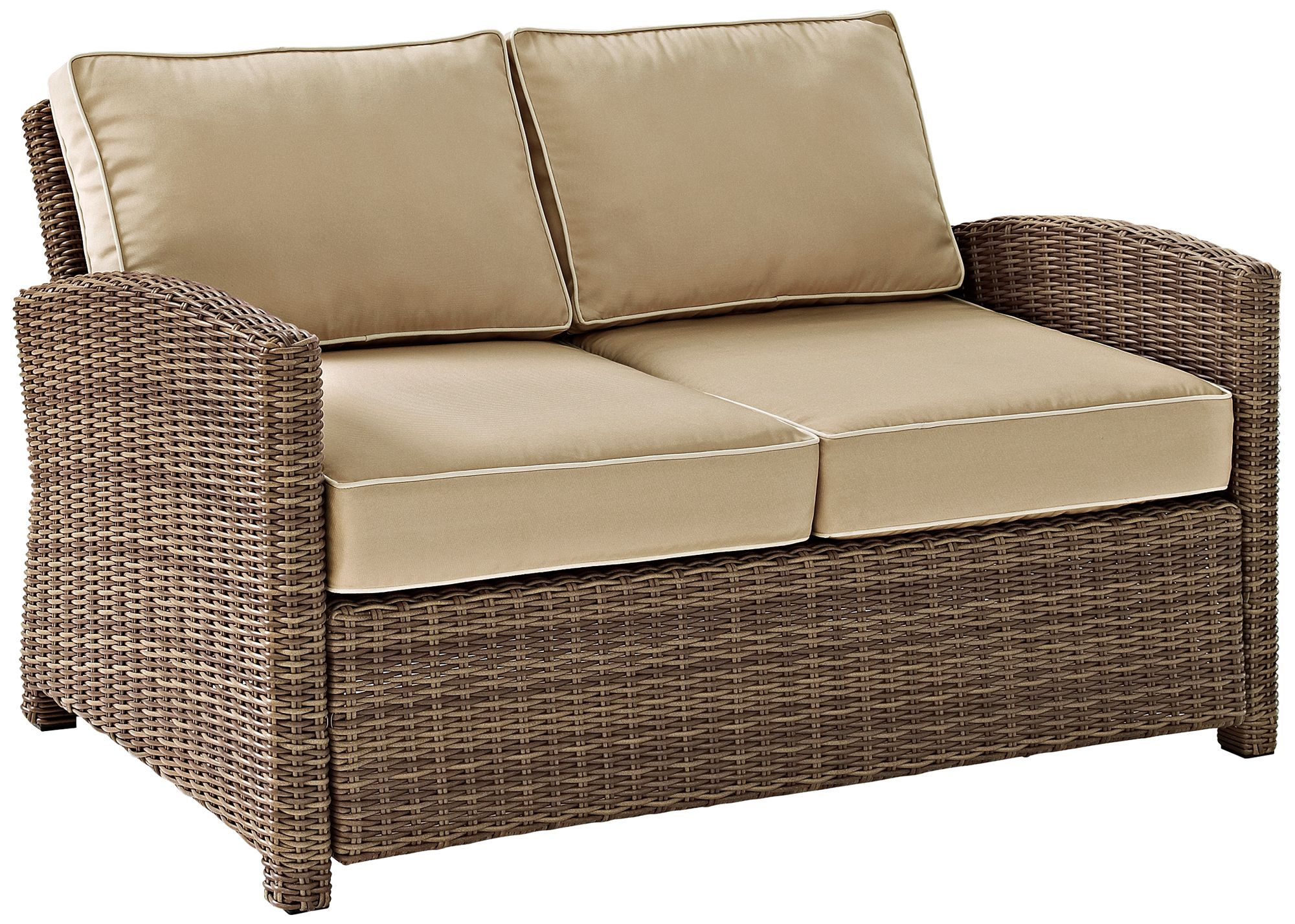 Bradenton Rattan Wicker Sand Cushion Outdoor Loveseat