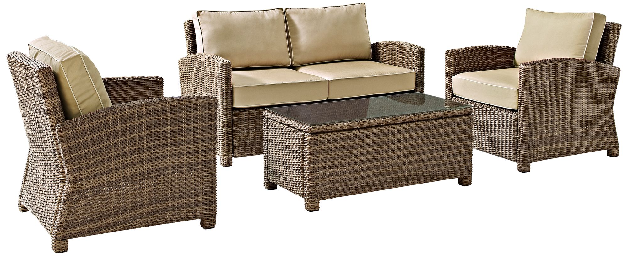 Bradenton 4-Piece Rattan Wicker Sand Outdoor Seating Set