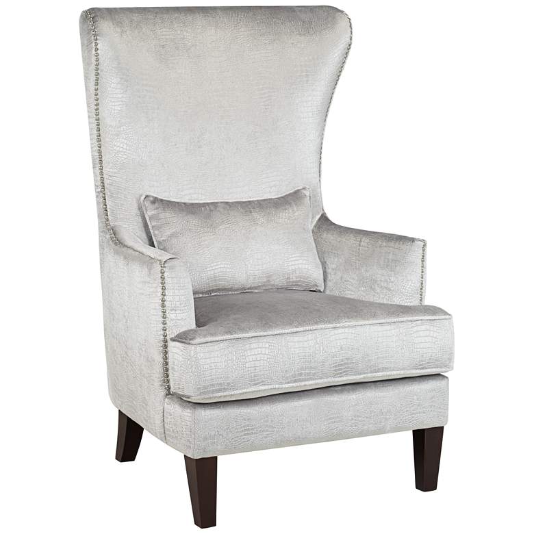 Image 3 Aston Silver Alligator Print Upholstered Wingback Armchair