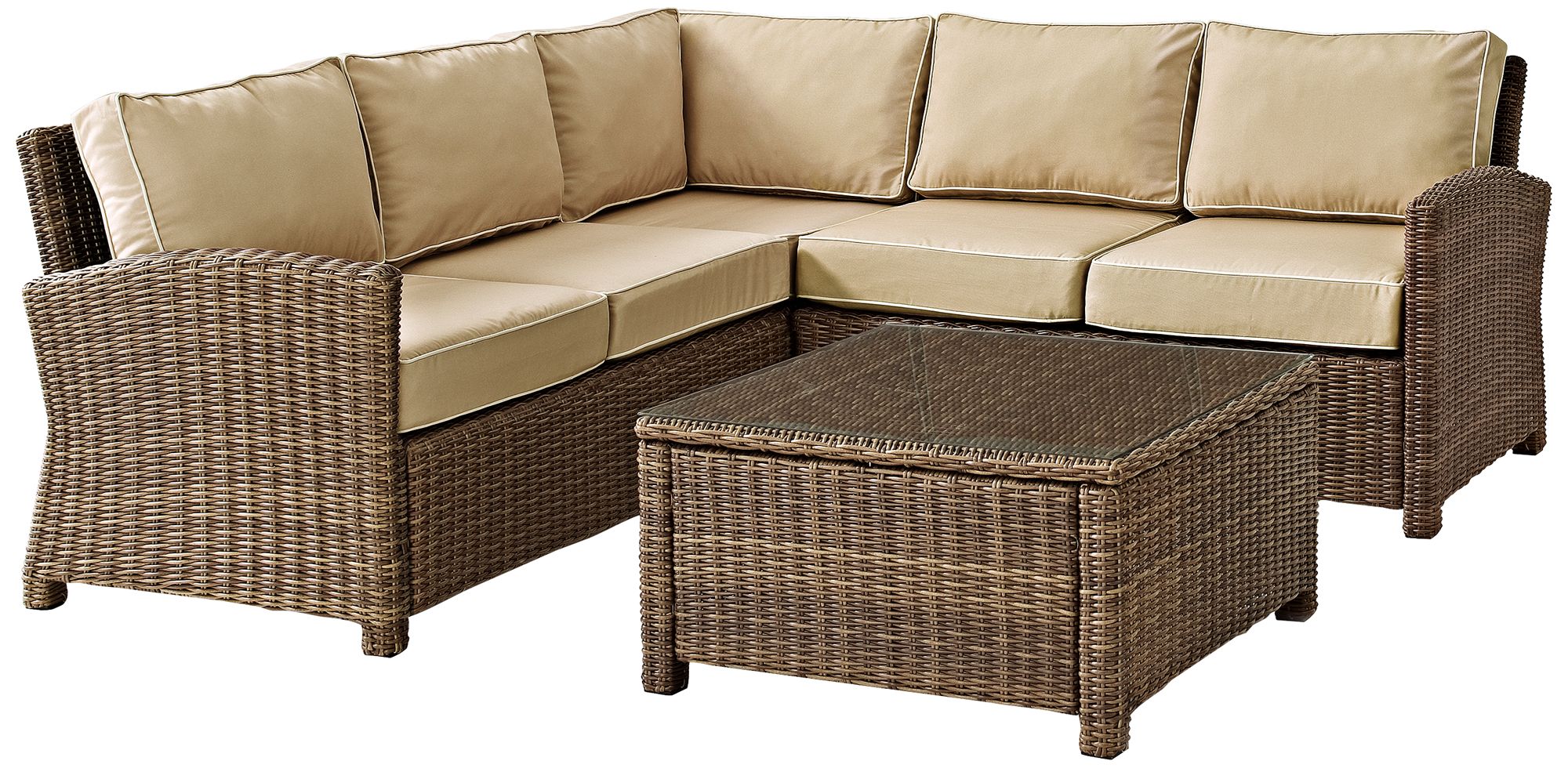 Bradenton Sand 4-Piece Outdoor Seating Sectional Patio Set