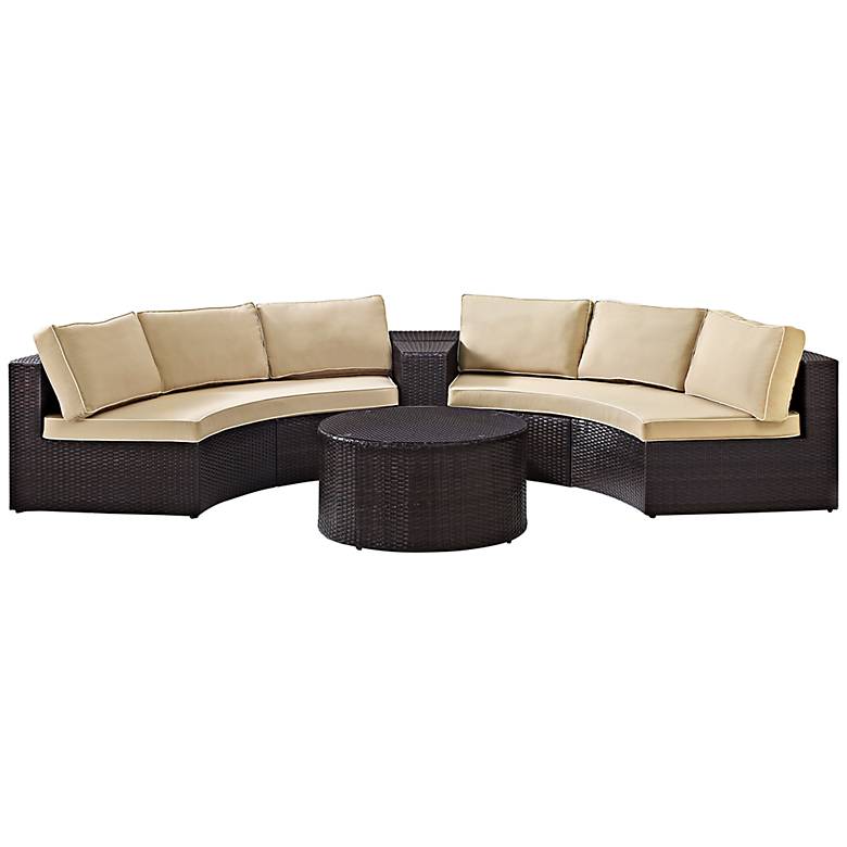 Catalina Sand 4-Piece Outdoor Wicker Sectional Sofa Set ... Catalina Sand 4-Piece Outdoor Wicker Sectional Sofa Set ... on Outdoor 4 Piece Sectional id=75045