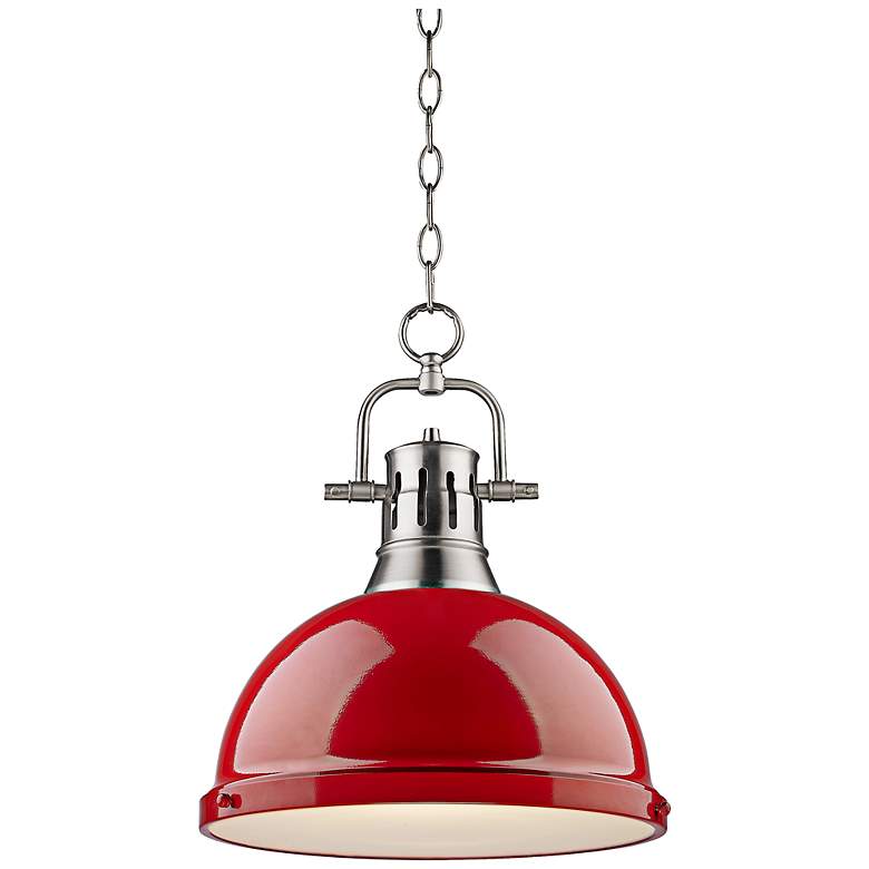 Image 2 Duncan Pewter 14" Wide Contemporary Red Pendant Light