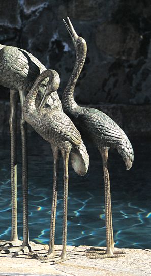 Crane Birds 32" High Pond Spitter Fountains