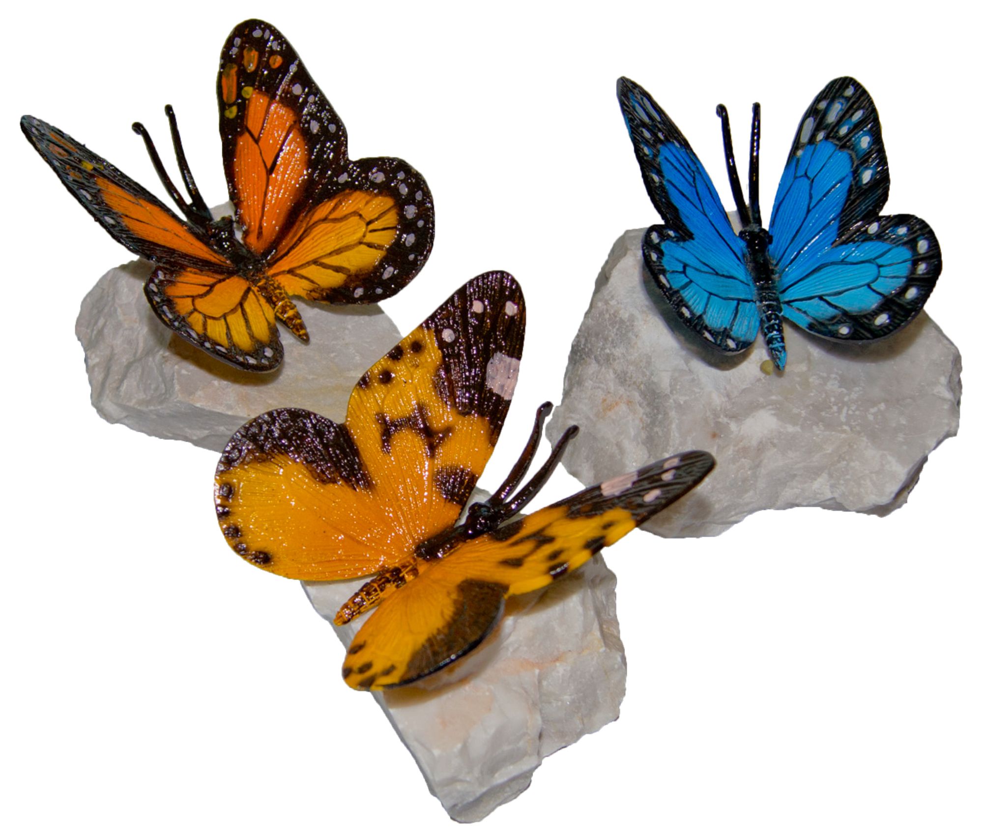 Butterfly Rocks 4" High Outdoor Garden Accents Set of 6