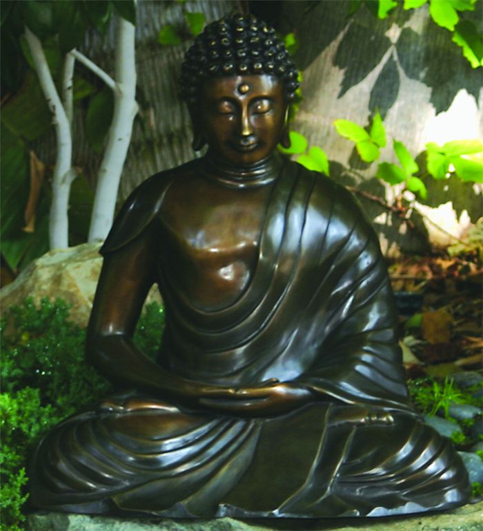Henri Studios Seated Buddha Bronze 18"H Cast Brass Statue