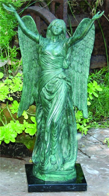 Henri Studios Small Celestine Angel 18"H Cast Brass Statue