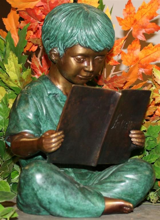 Henri Studios Storybook Boy 11"H Cast Brass Outdoor Statue