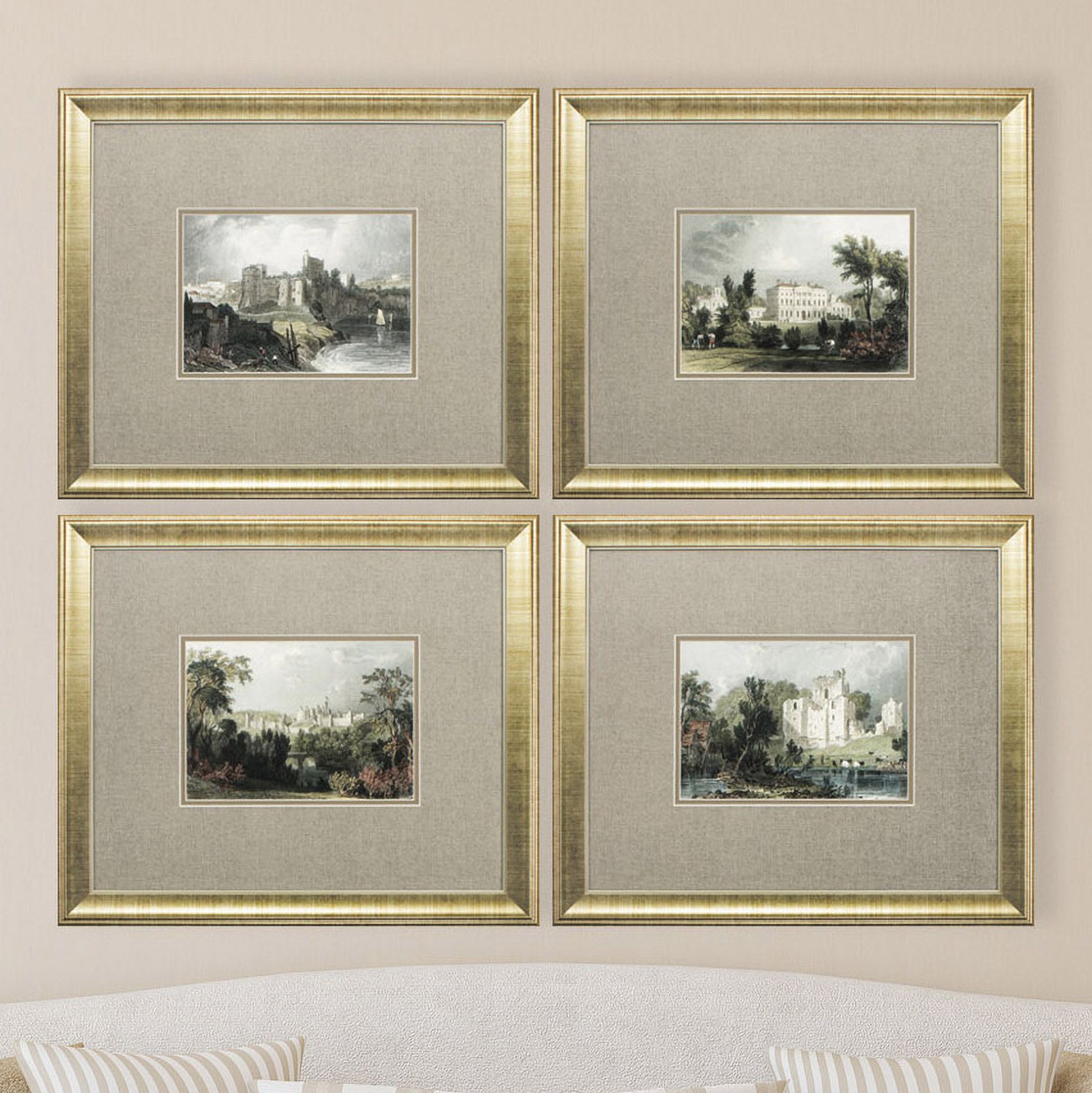 Castles 4-Piece 19" High Framed Wall Art Set - #7M244 | Lamps Plus