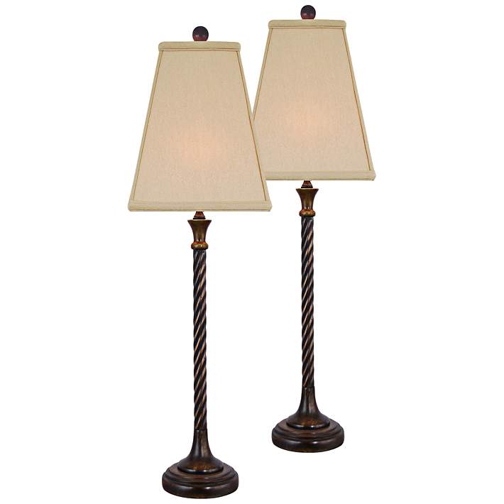 With A Twist Jade And Brass Buffet Lamp Set Of 2 7n417 Lamps Plus
