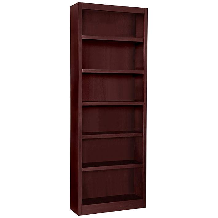 Single Wide 6 Shelf Bookcase 7n862, Realspace Premium Bookcase 5 Shelf Brick Cherry Finish