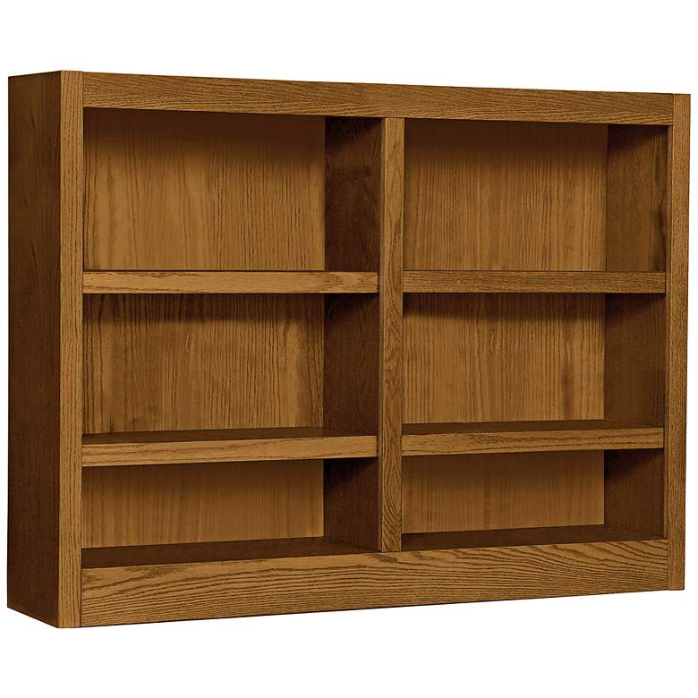 Image 1 Grundy 48" Wide Dry Oak Double-Wide 6-Shelf Bookcase