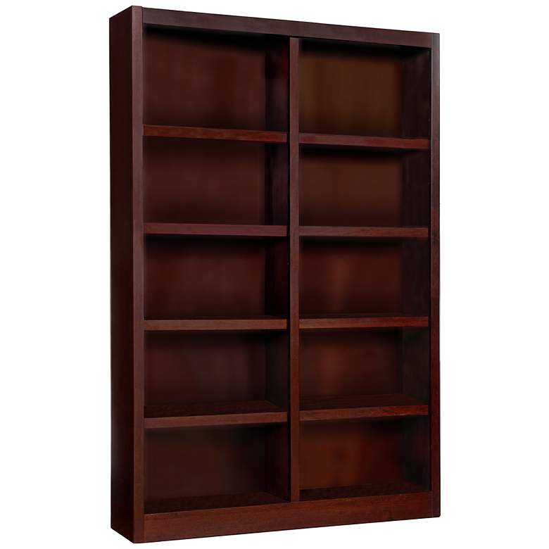 Grundy 72&quot; High Cherry Double-Wide 10-Shelf Bookcase