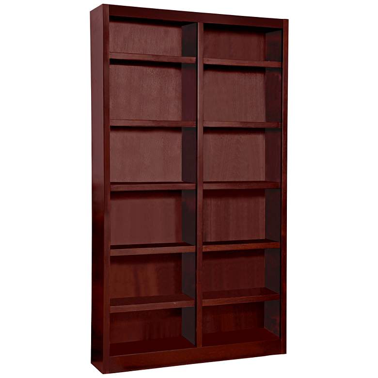 Grundy 84&quot; High Cherry Double-Wide 12-Shelf Bookcase