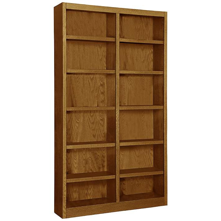 Double Wide 12 Shelf Bookcase 7n894, Double Wide Wood Bookcases