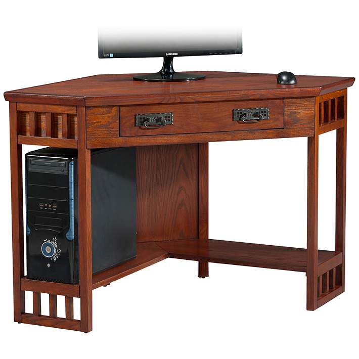 Aldrich 48 1 2 Wide Mission Oak Corner Computer Desk 7p634