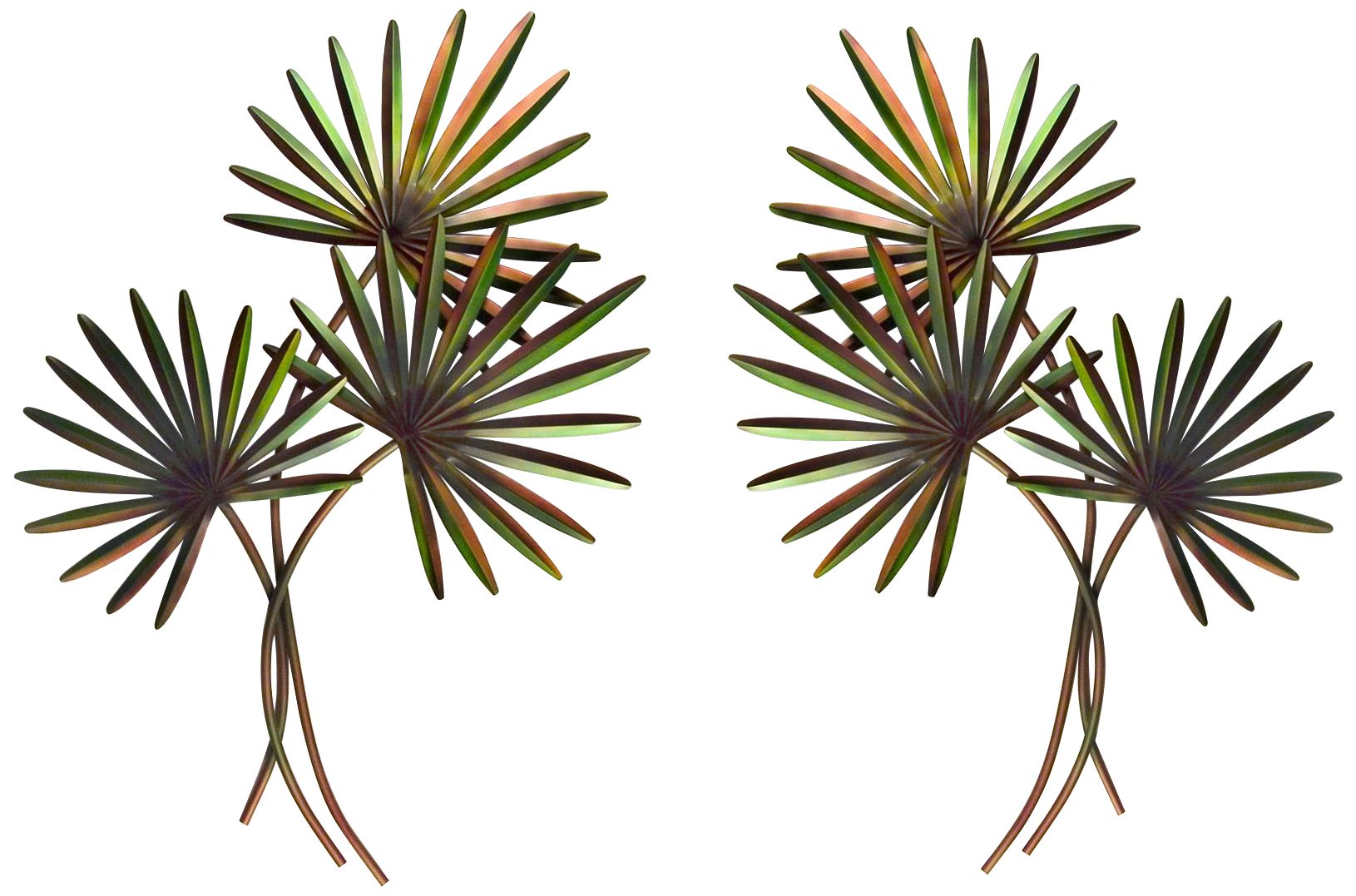 Fan Palm 2-Piece 48" High Metal Wall Art Set