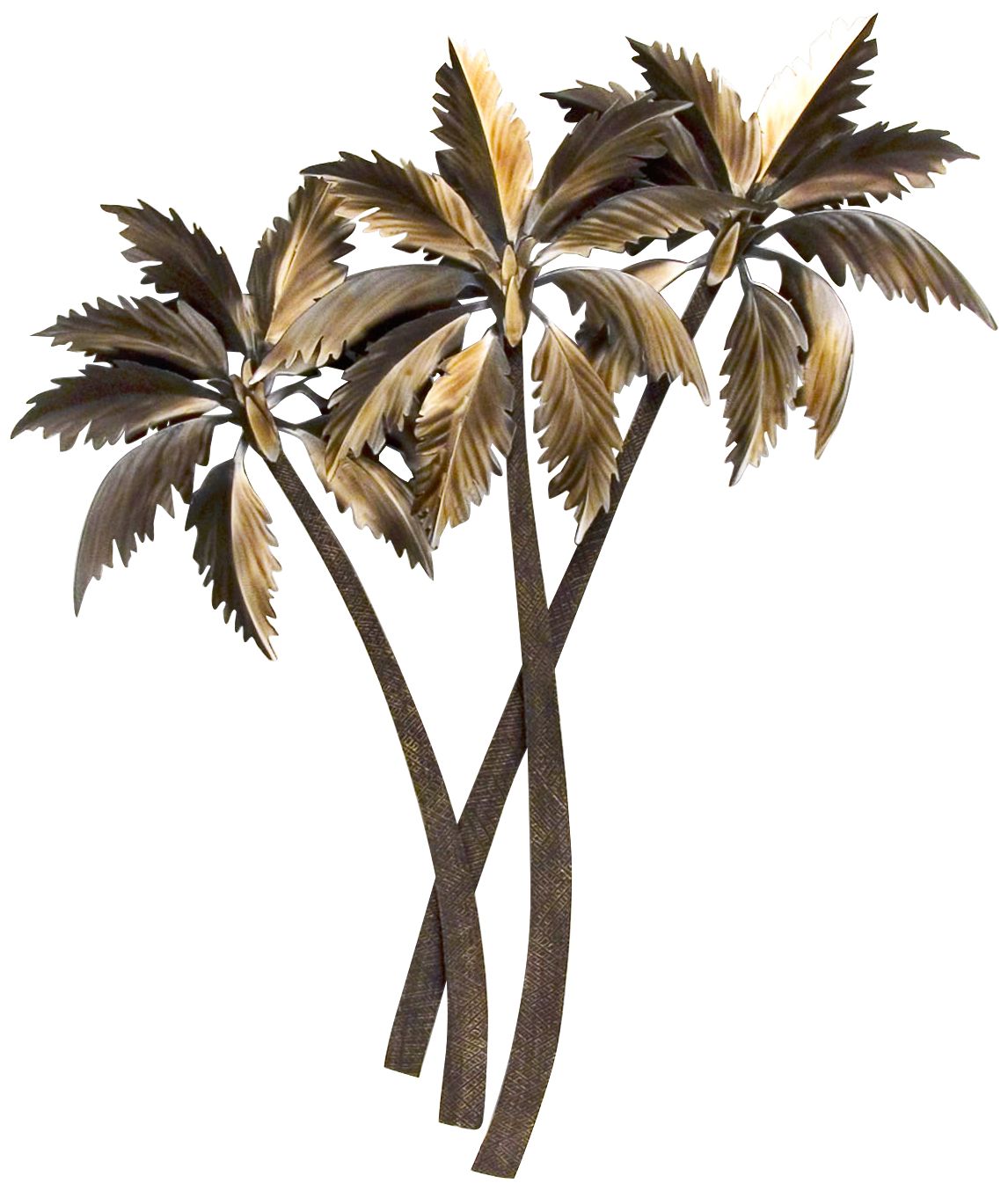 Triple Palasari Palms 44" High Metal Wall Art