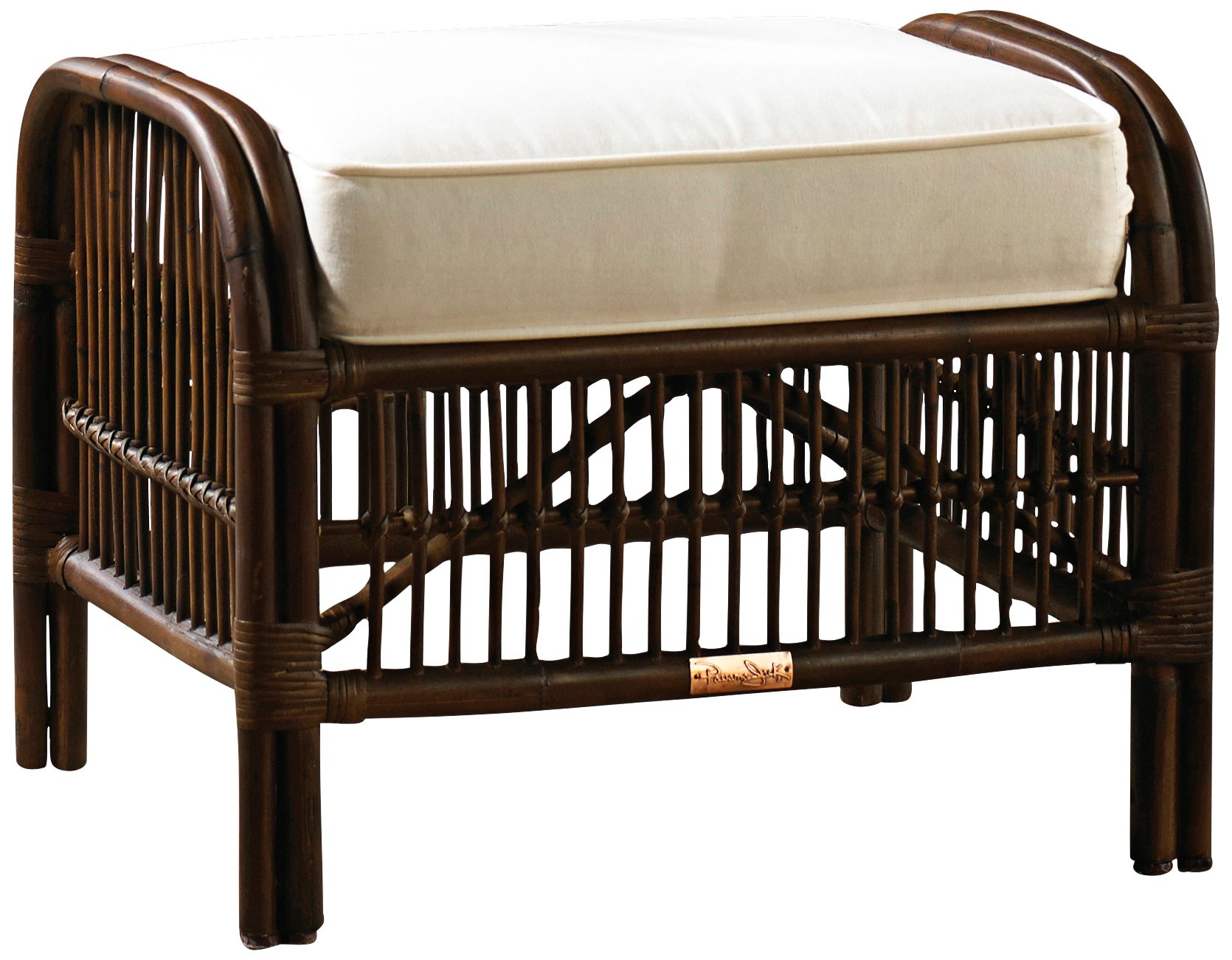 Bora 24" Square Cushioned Tropical Rattan Ottoman