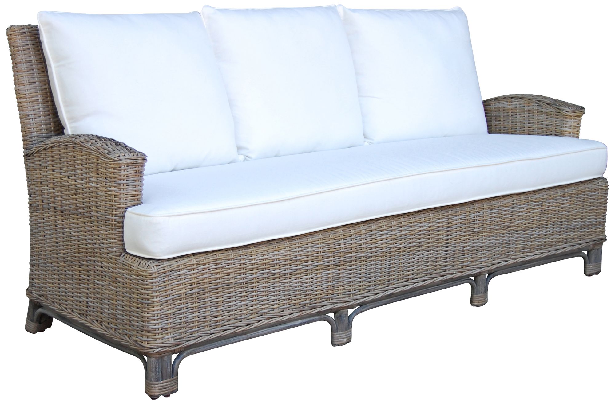 Panama Jack 79" Wide Exuma Cushioned Kubu Gray Wicker Sofa