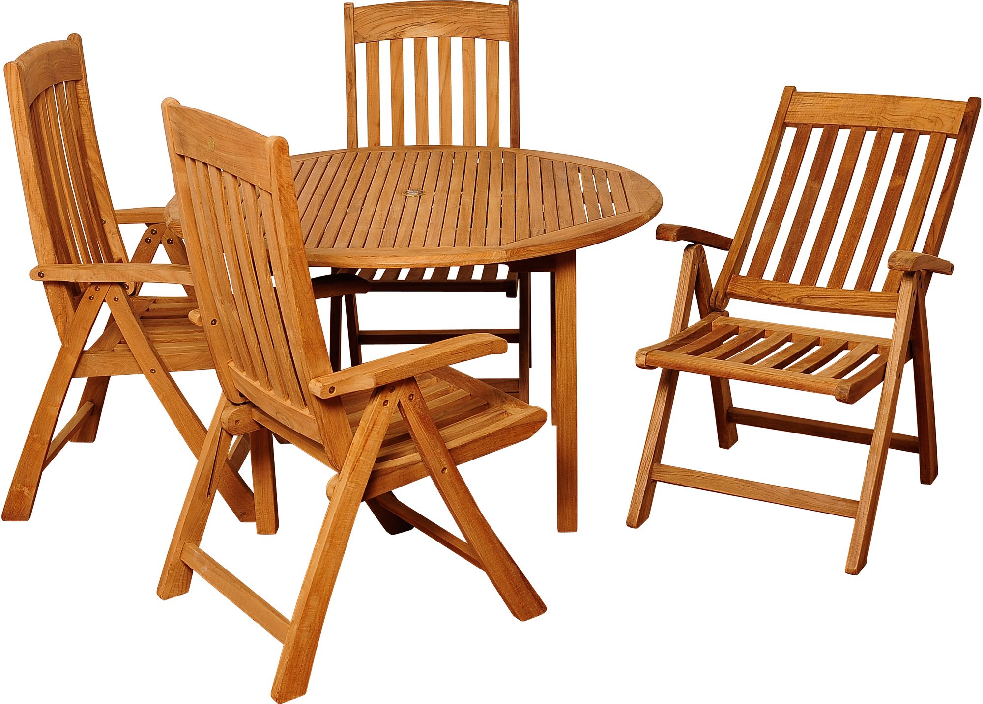 Derrin Teak Positionable Armchair 5-Piece Patio Dining Set