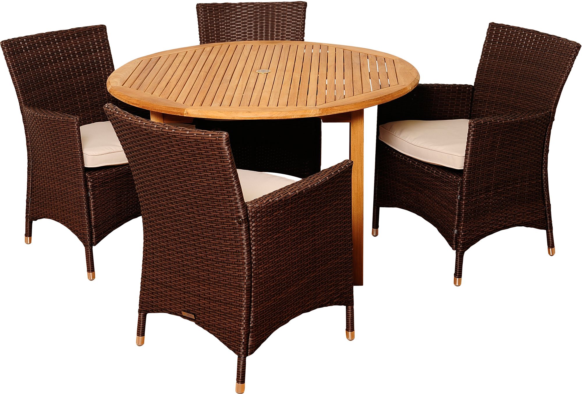 Manson Brown Wicker 5-Piece Round Patio Dining Set