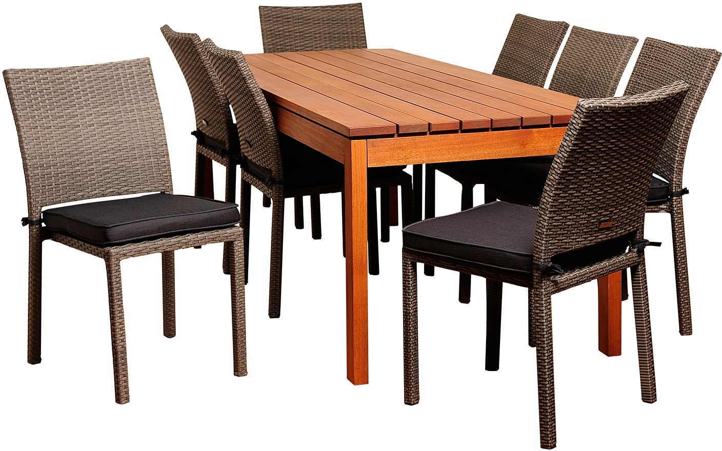 Oceanwood Gray Wicker 9-Piece Rectangular Patio Dining Set