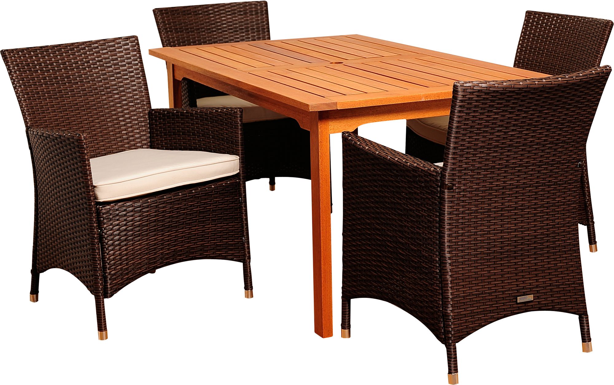 Lucroy Brown Wicker 5-Piece Rectangular Patio Dining Set