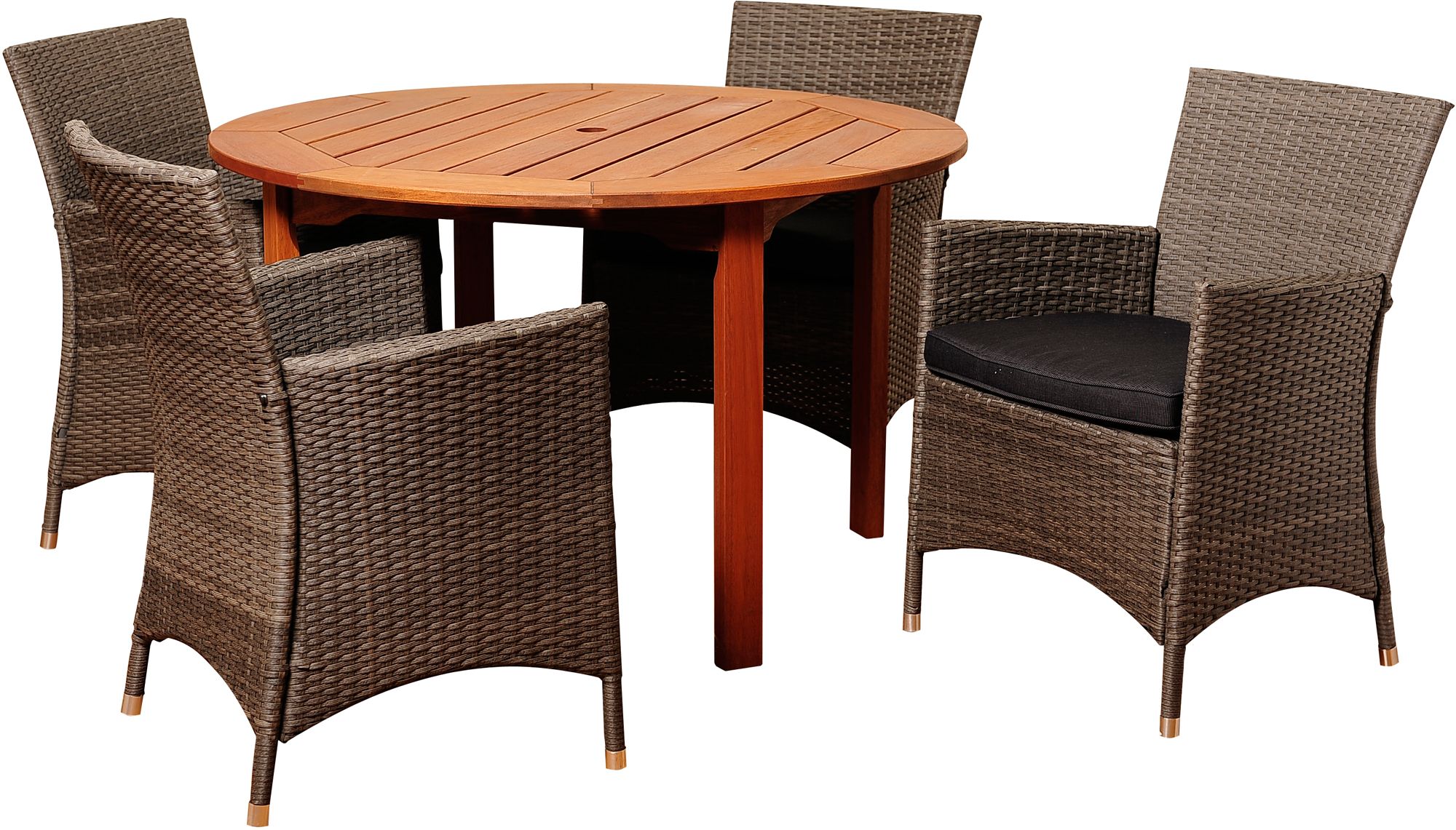 Beauchamp Gray Wicker 5-Piece Round Patio Dining Set