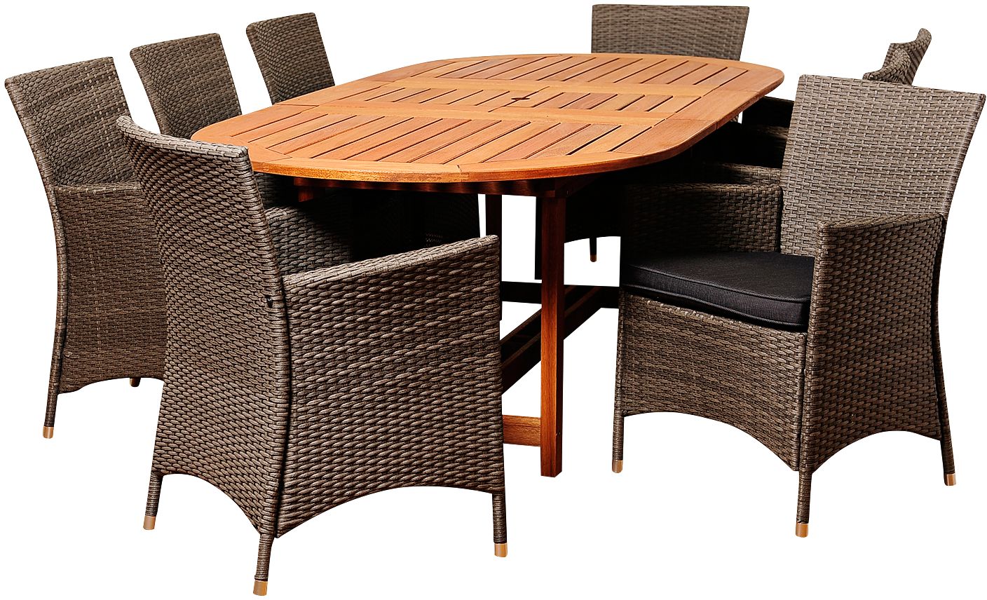 Despenser Gray Wicker 9-Piece Oval Table Patio Dining Set