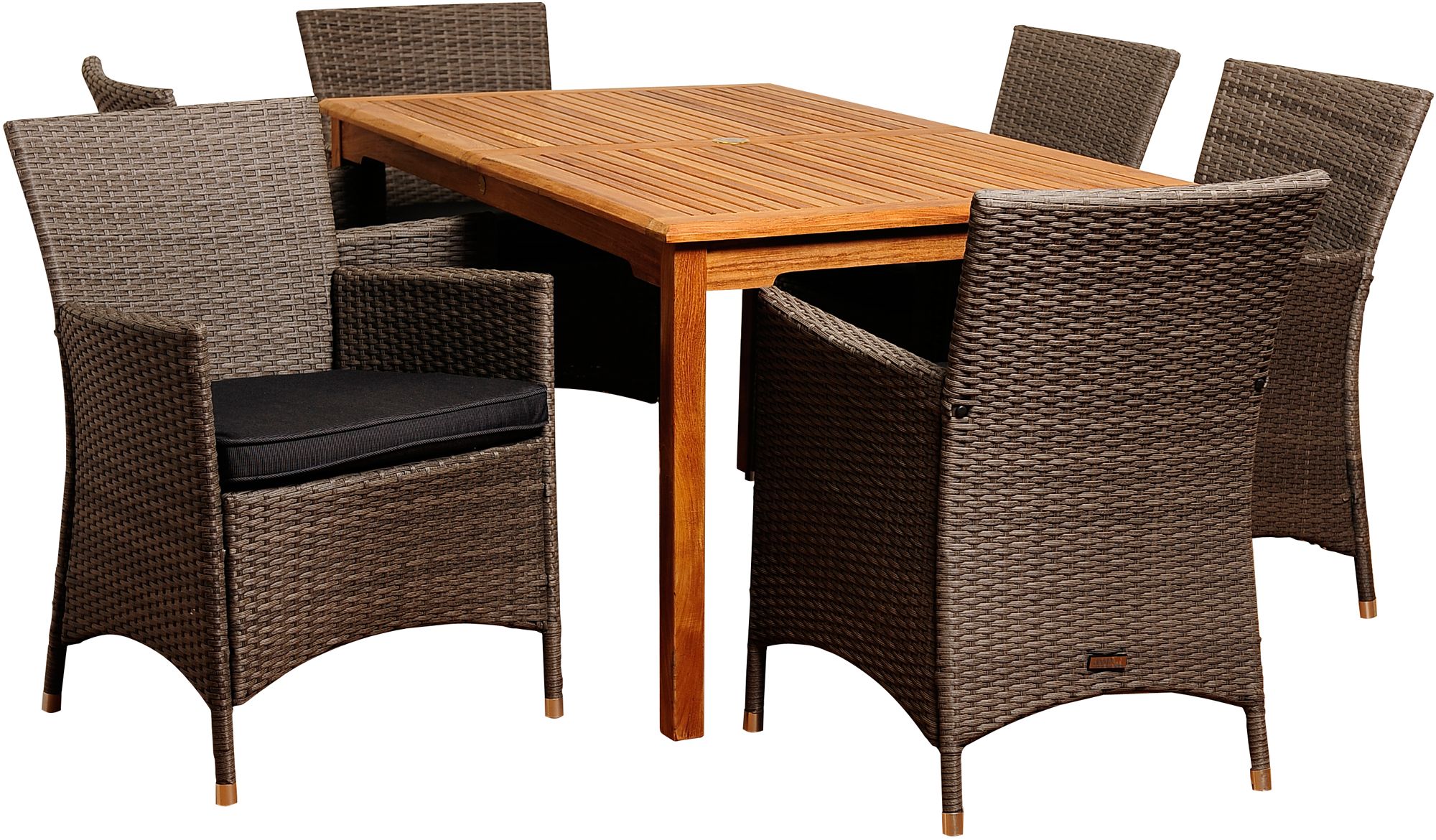 Sandmark Gray Wicker 7-Piece Rectangular Patio Dining Set
