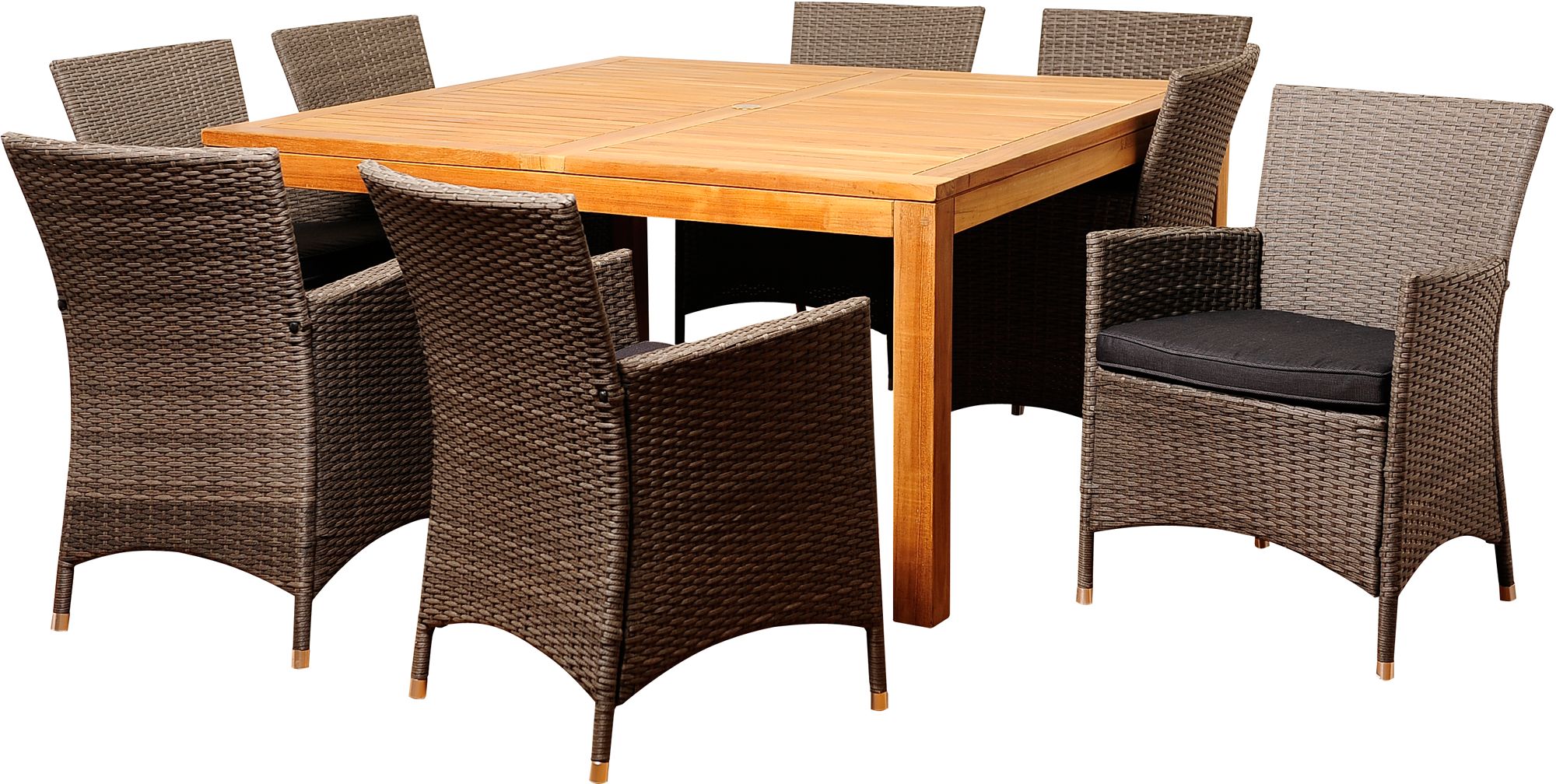 Soledad Gray Wicker 9-Piece Square Patio Dining Set