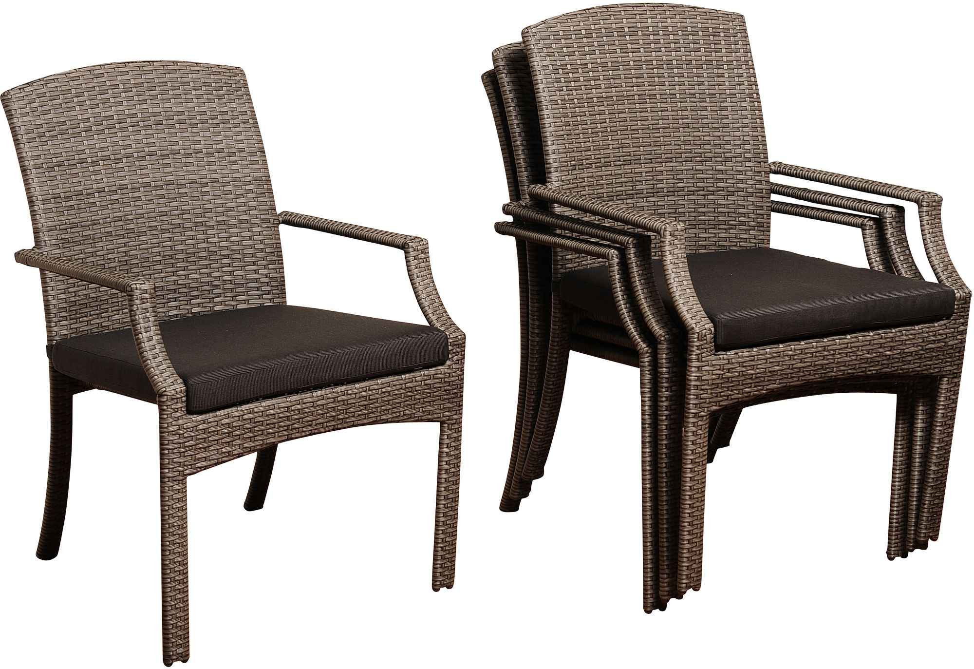 Point Loma Gray Wicker 4 Piece Outdoor Armchair Set 7v322