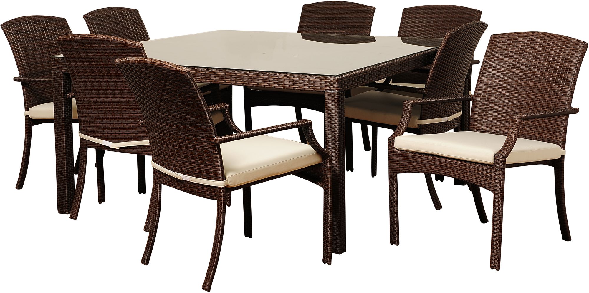 Point Loma Brown Wicker 8-Piece Square Patio Dining Set