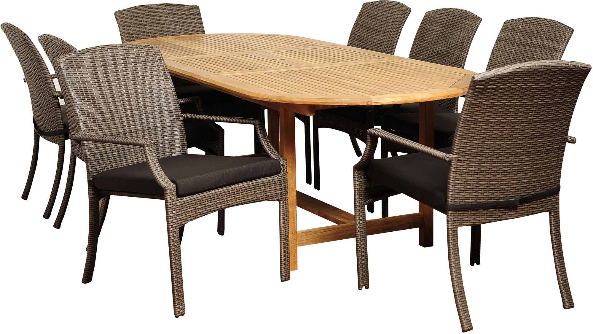 Sorrento Gray Wicker 9Piece Extendable Oval Patio Dining Set