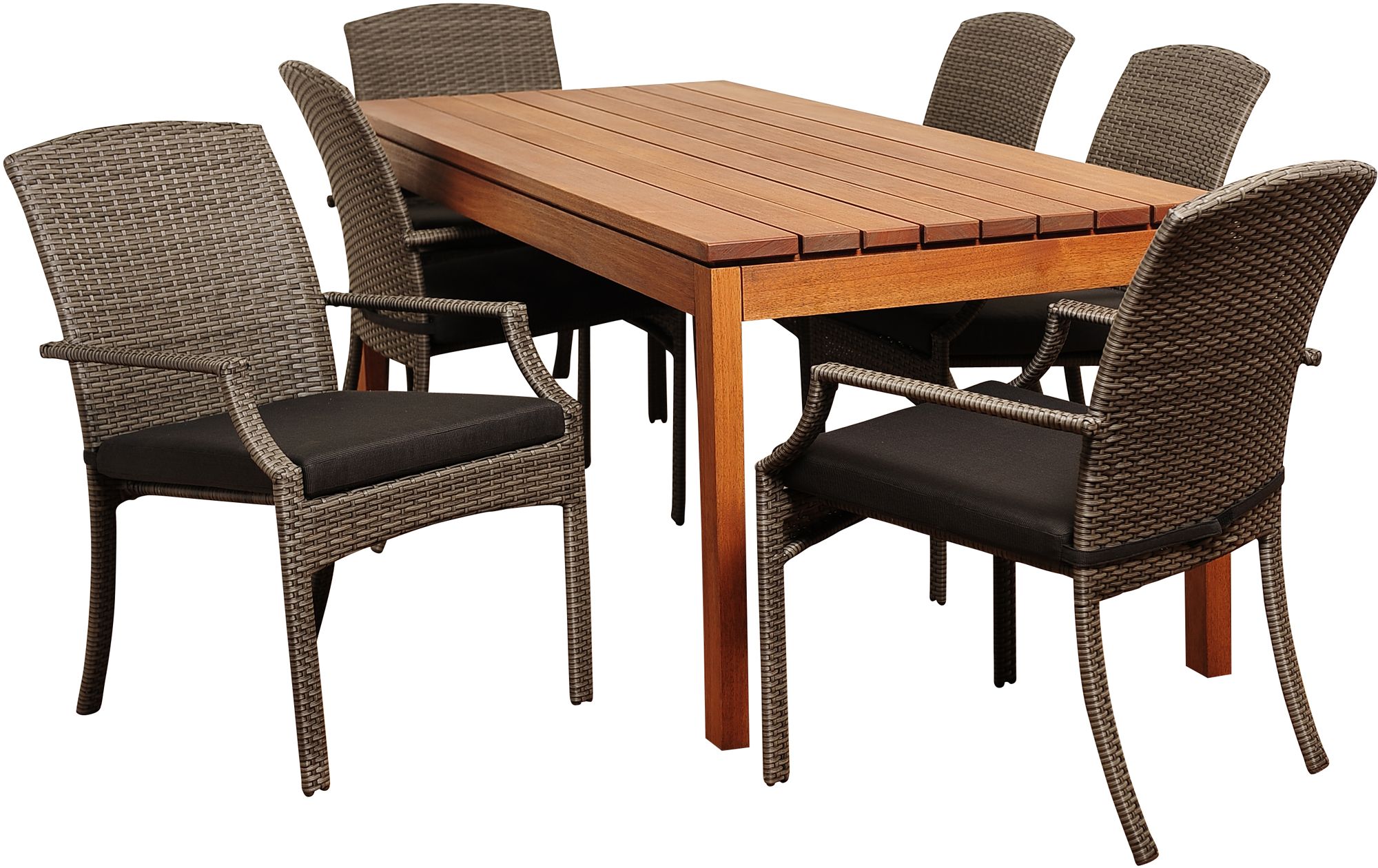 Westford Gray Wicker 7-Piece Rectangular Patio Dining Set