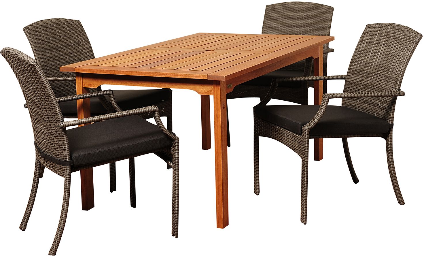 Via Segundo Gray Wicker 5-Piece Rectangular Patio Dining Set