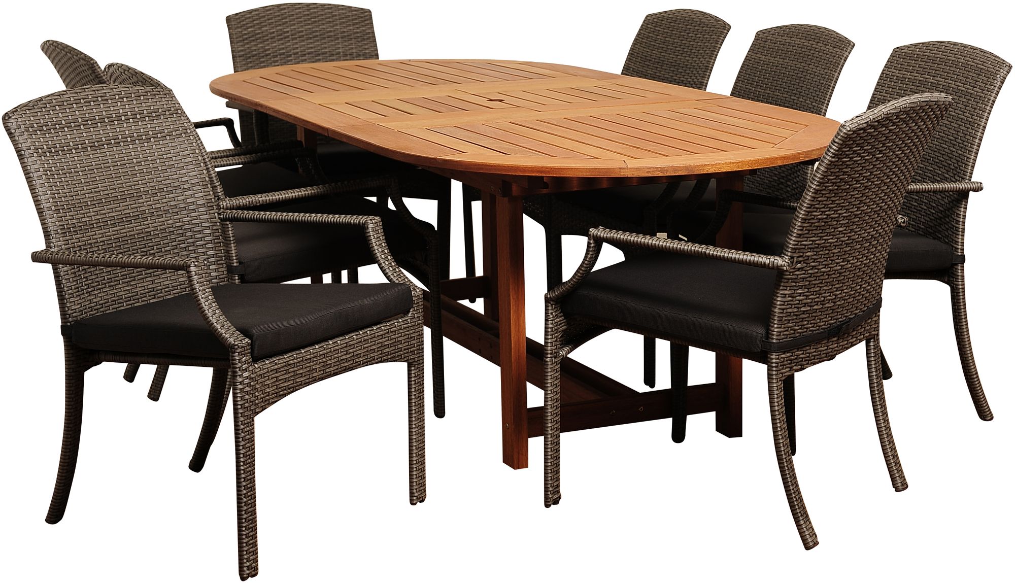 Via Segundo Gray Wicker 9-Piece Oval Patio Dining Set