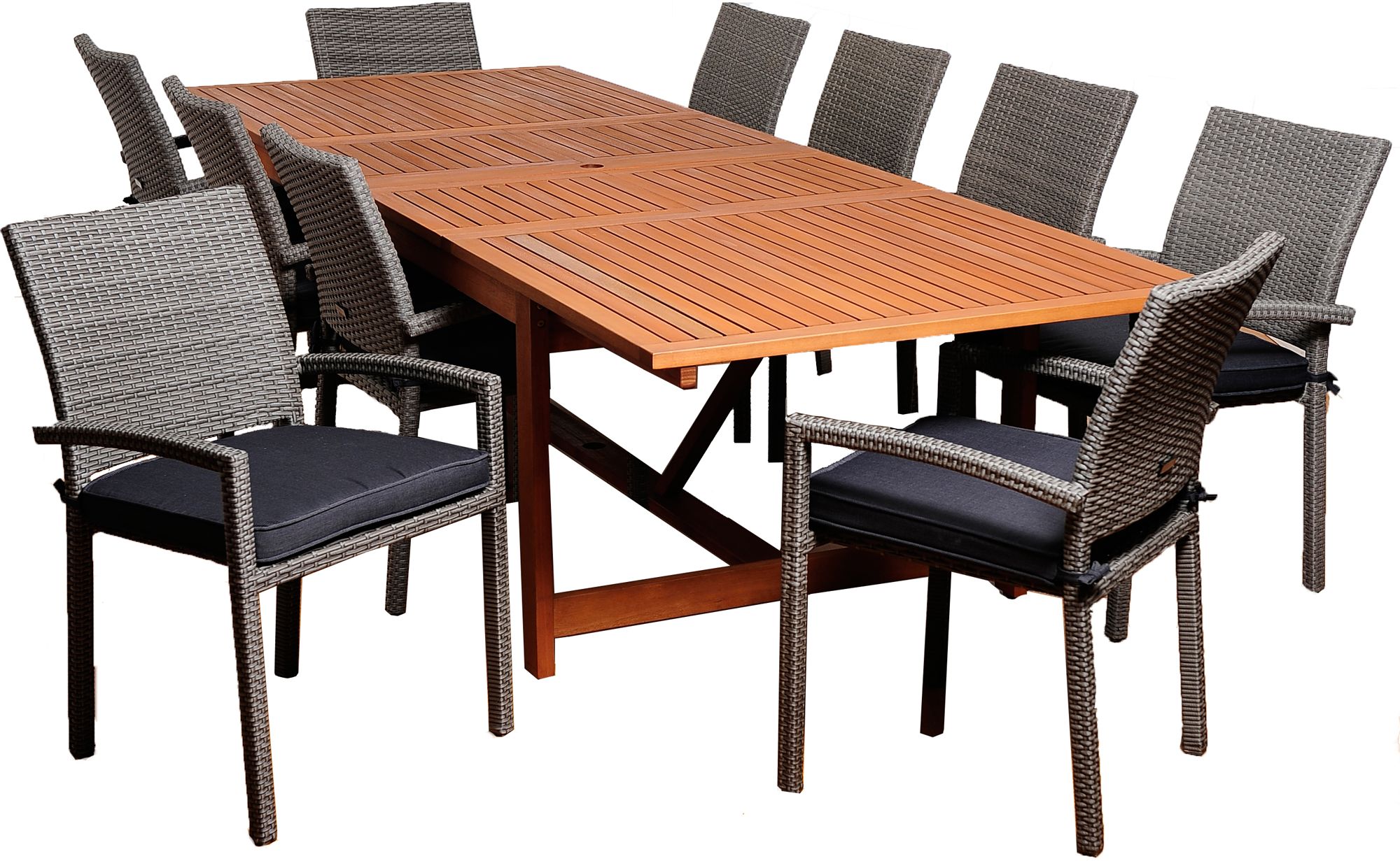 Windmere Gray Wicker 11-Piece Extendable Patio Dining Set