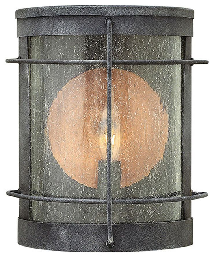 Hinkley Newport 7" Wide Aged Zinc Outdoor Pocket Wall Light
