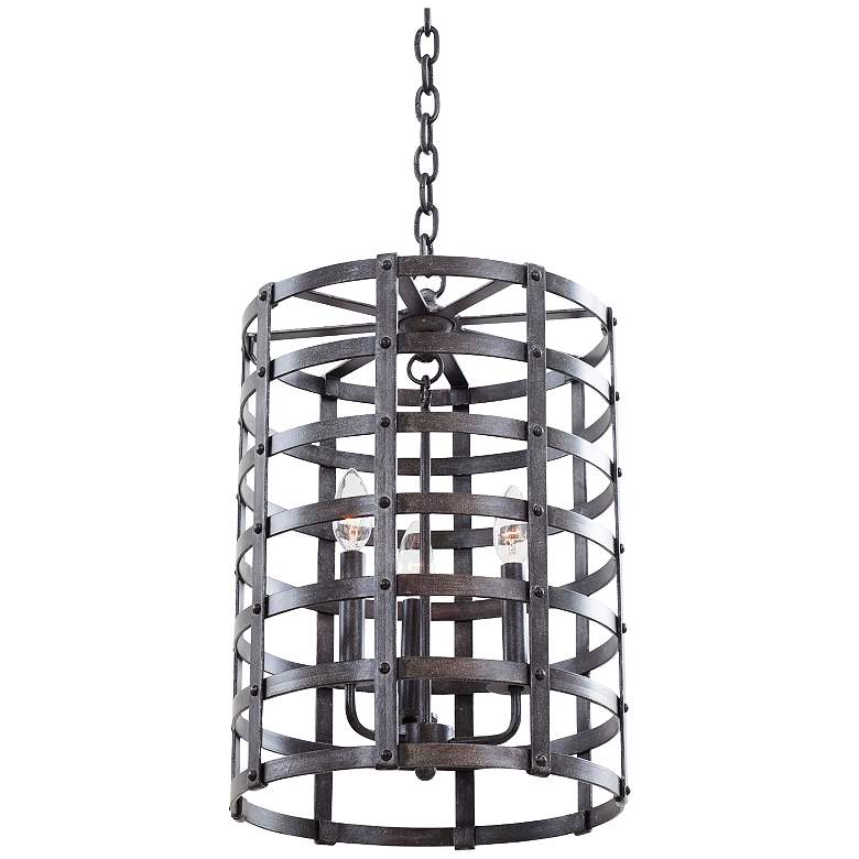 Townsend 13 3/4&quot;W Vintage Forged Iron Cage Lantern Pendant