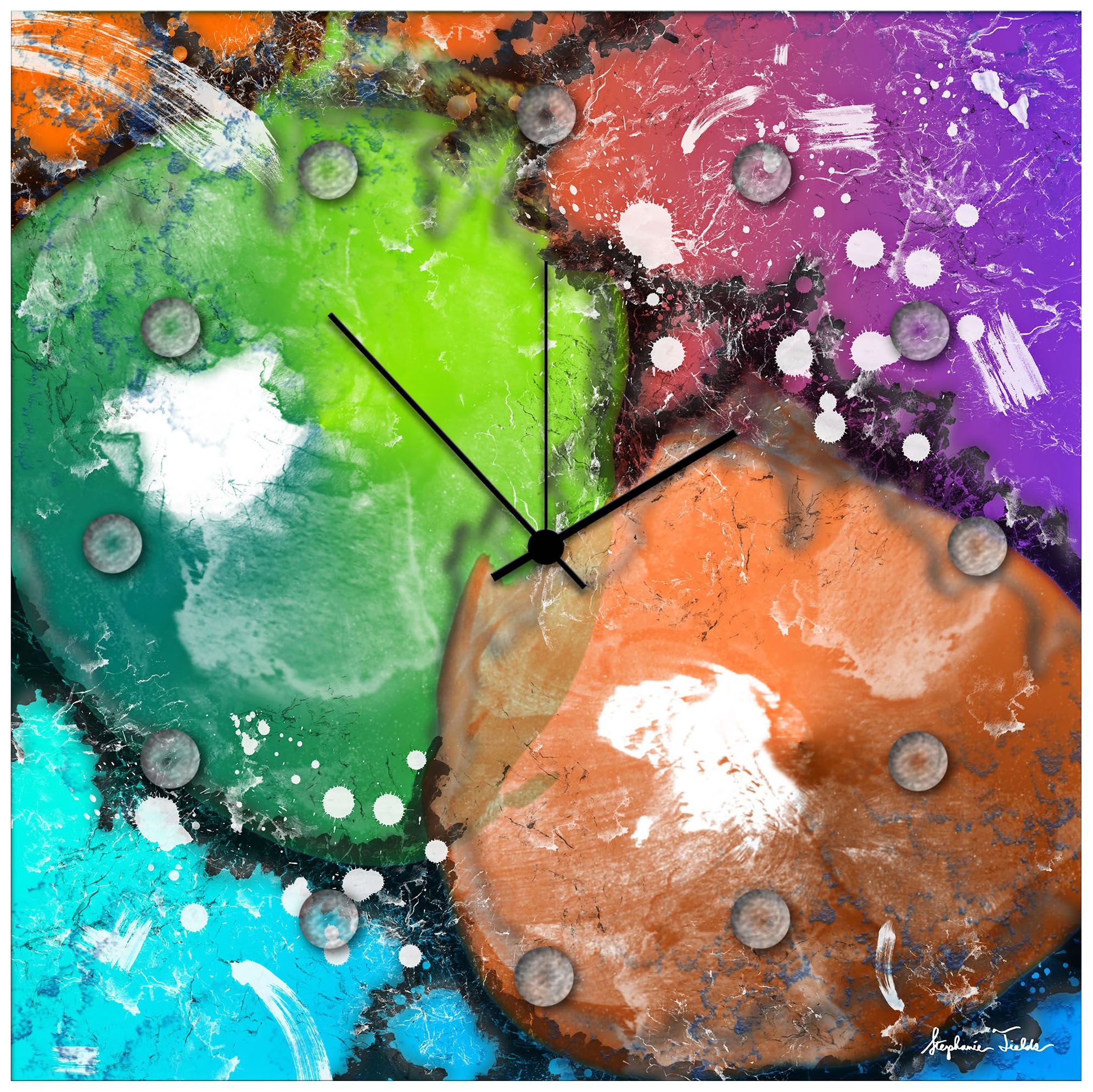 Radioactive Neon 22" Square Metal Wall Art Clock