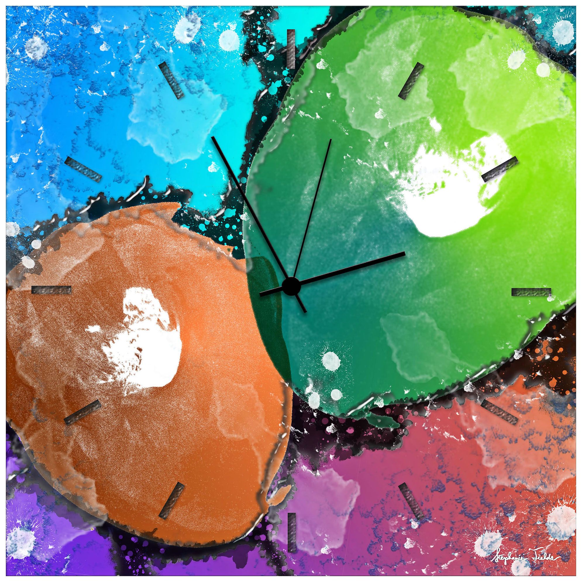 Quantum Neon 22" Square Metal Wall Art Clock