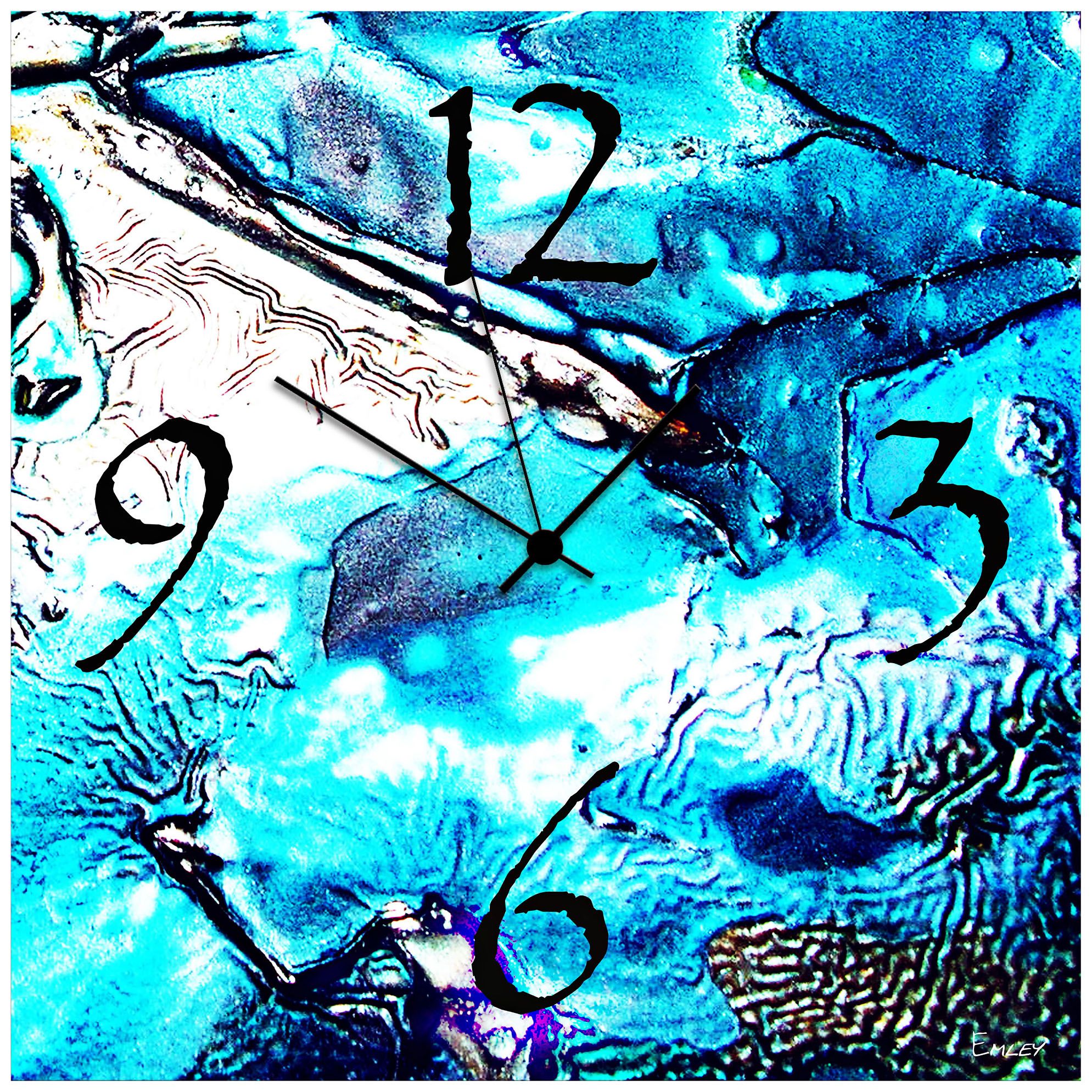 Cool Jazz Blue Neon 22" Square Metal Wall Art Clock